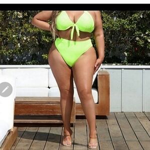 Nwt fashion nova neon green bikini set 2x